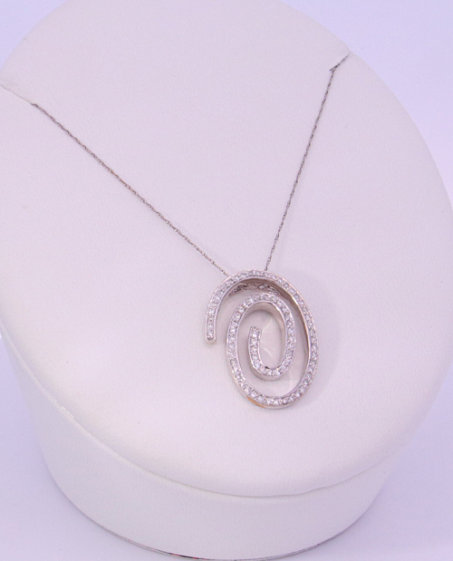 14K White Gold Diamond Necklace – 8602