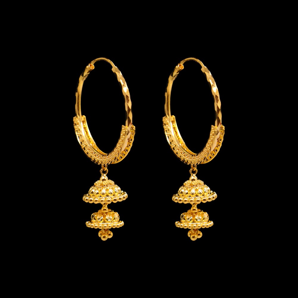22K Gold Hoop Earrings - SW21940