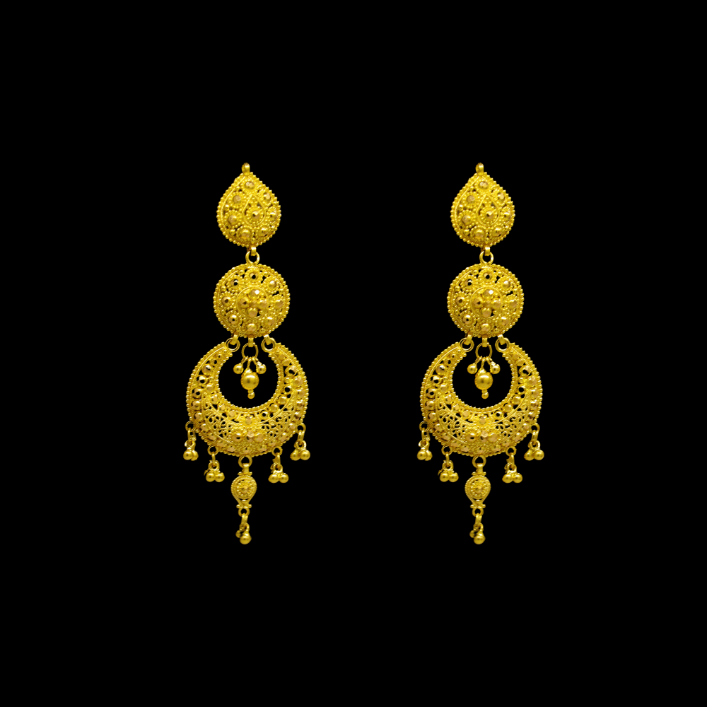 22K Gold Stud Drop Earrings - SW29431