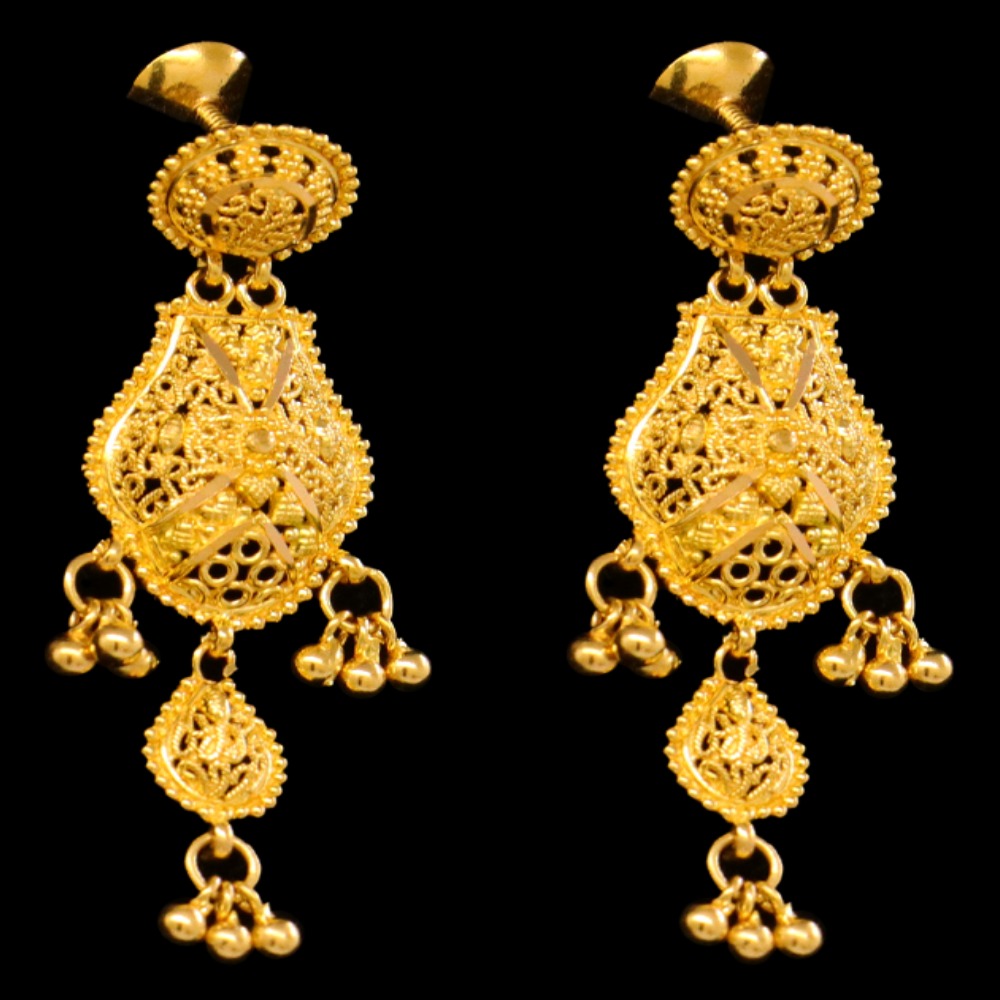 22K Gold Stud Drop Earrings - SW21798