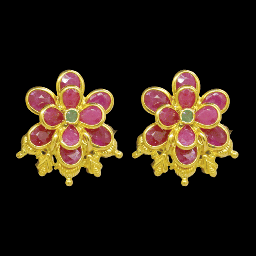 22K Gold Ruby Earrings - SW29247