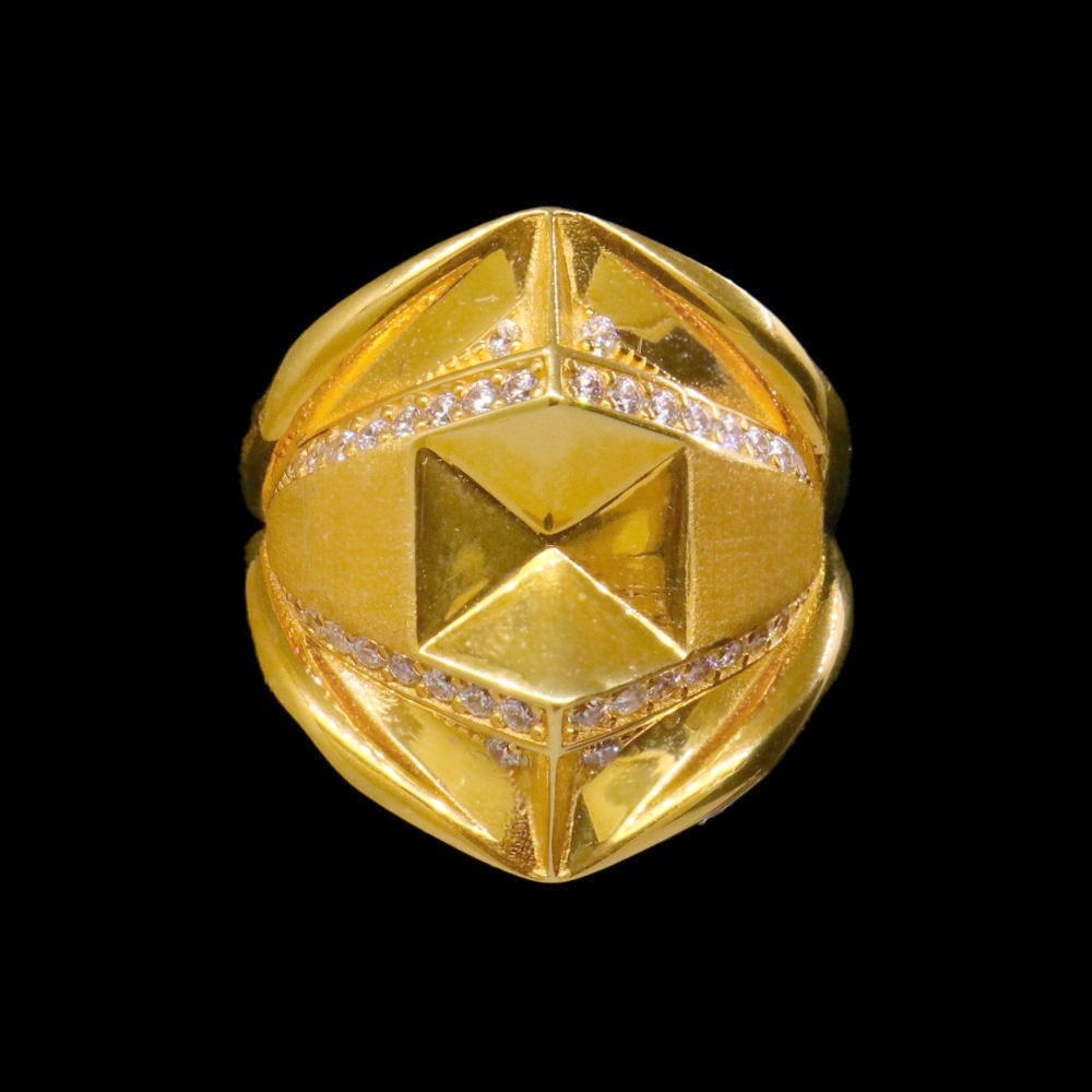 21K Geometric Dome CZ – Size 4 – SW15580