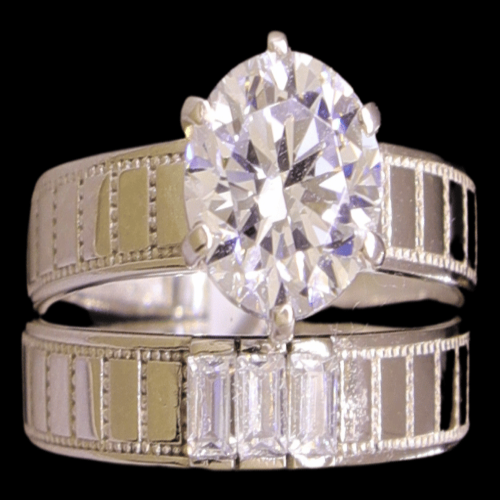 18k White Gold Bridal Ring Set