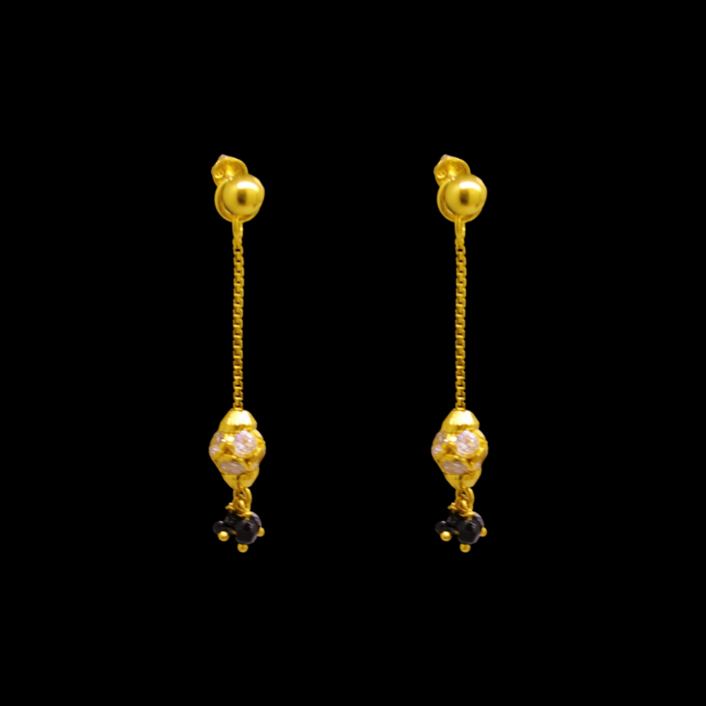 22K Gold Stud Drop Earrings - SW29450
