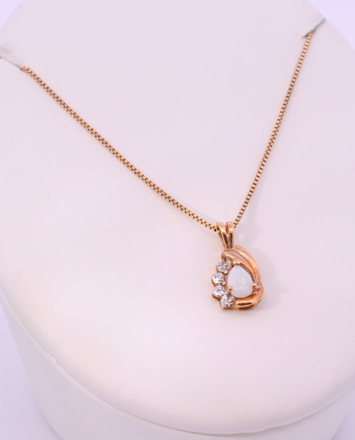 Diamond with White Jade Center Necklace
