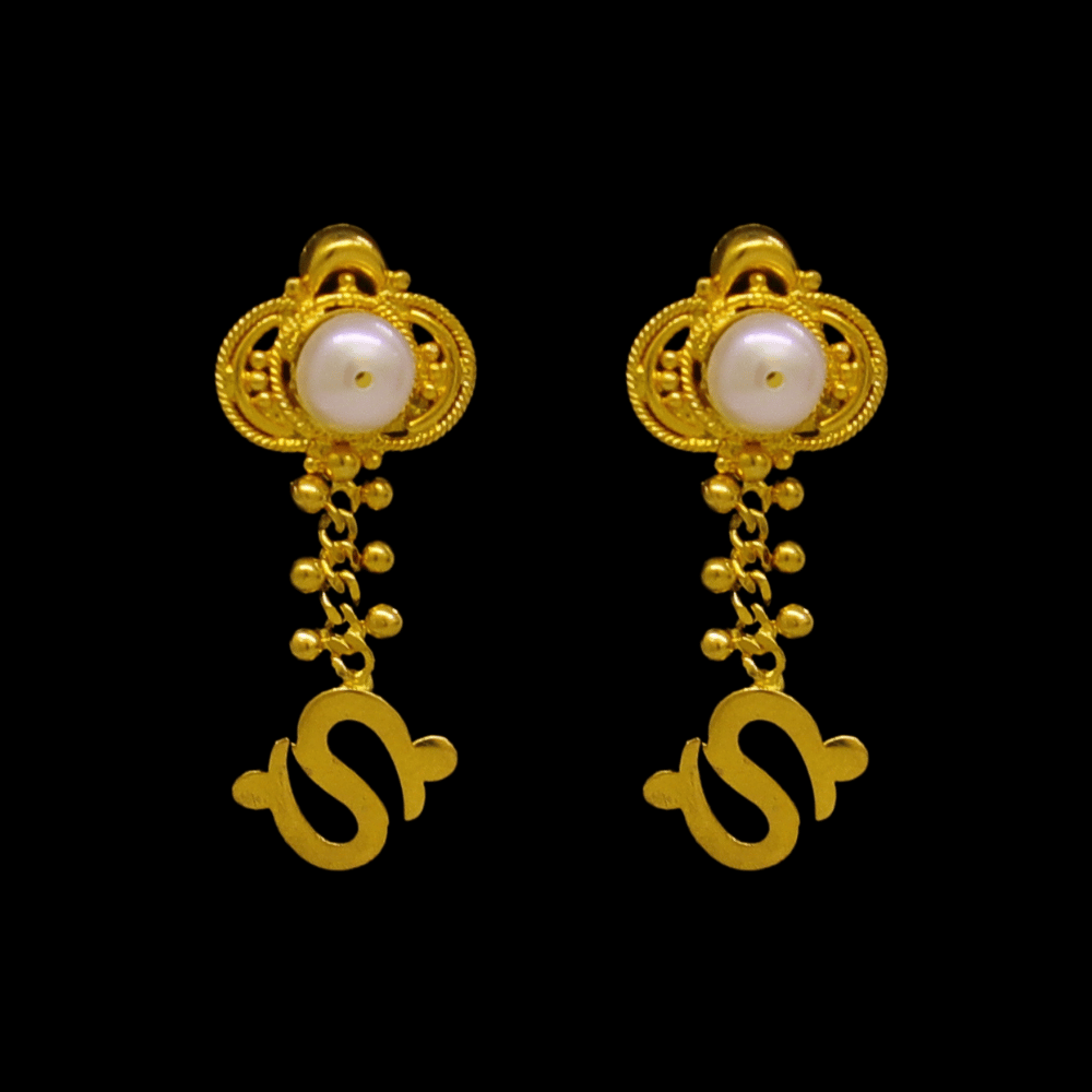 22K Gold Stud Drop Earrings - SW29230