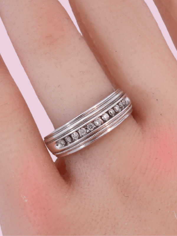 14K White Gold Diamond Wedding Band - SW30665, 8