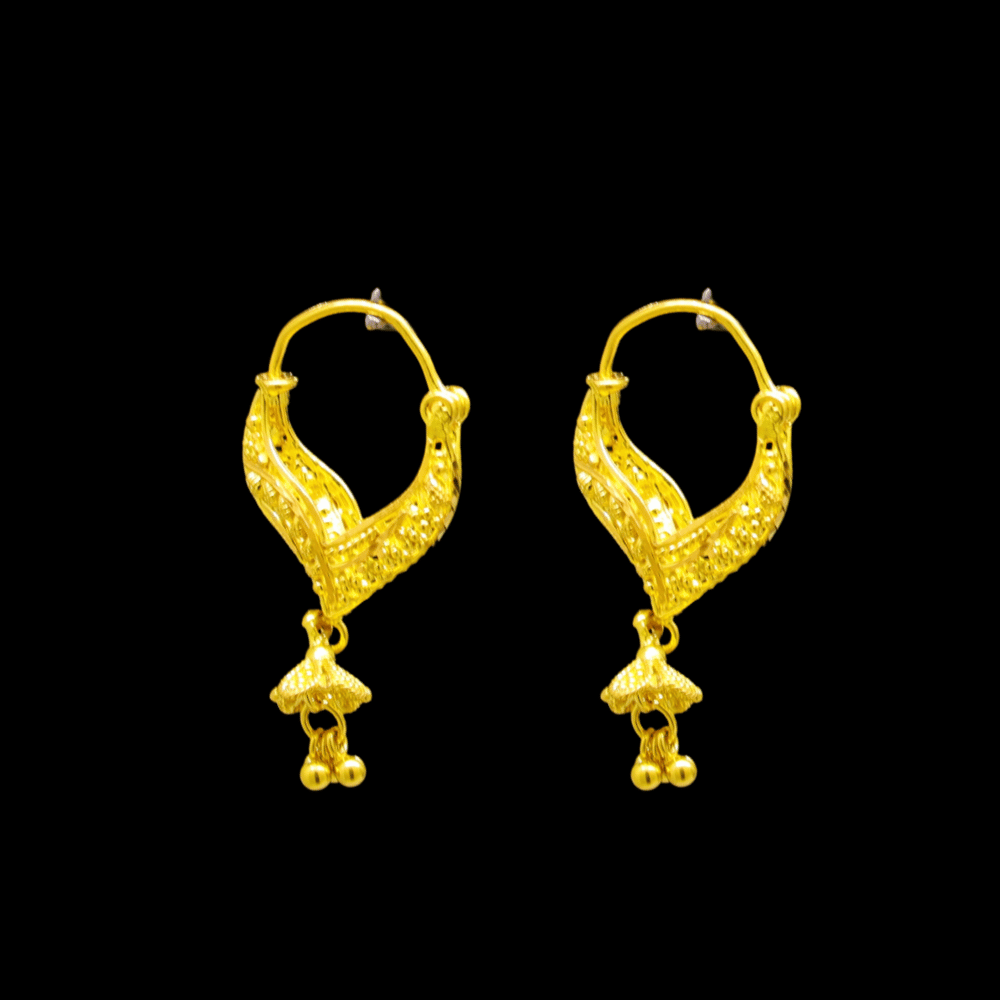 22K Gold Stud Drop Earrings - SW29464