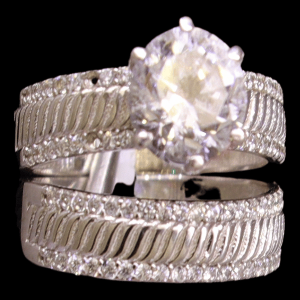 18k White Gold Bridal Ring Set