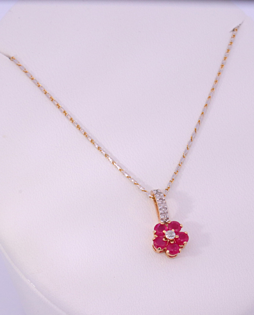 Diamond Necklace with Ruby