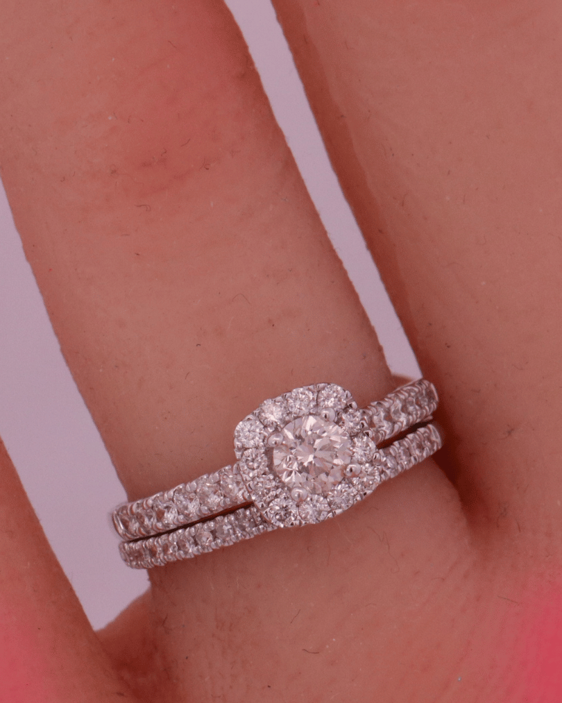 14K White Gold Diamond Bridal Set - SW22577, 11