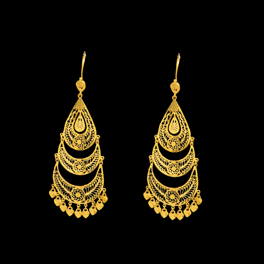 21K Gold Stud Drop Earrings - SW33034